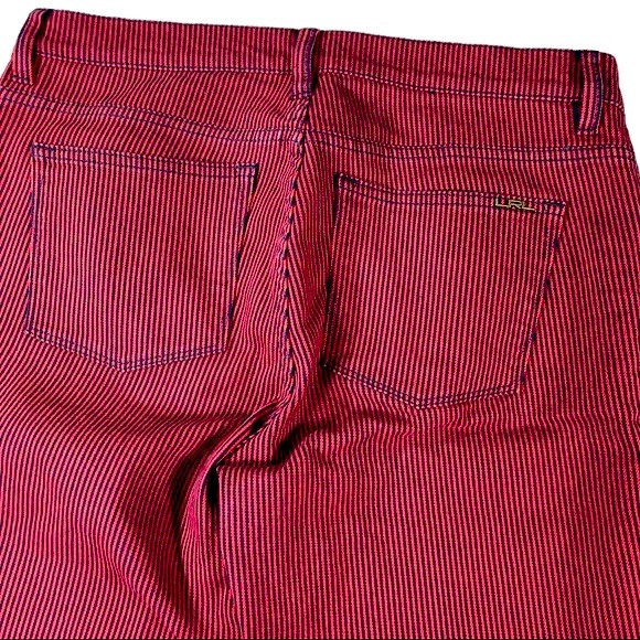 LRL Lauren Jeans Co plus size 14 red navy blue pinstripe straight leg jeans EUC - Picture 6 of 10